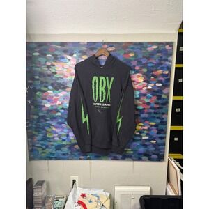 OBX Outer Banks North Carolina Black Graphic Hoodie Sweatshirt 2XL boxy fit